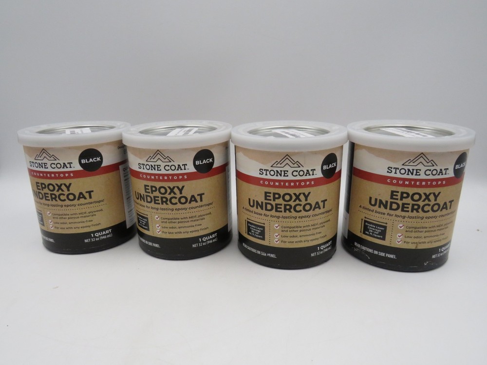 LOT OF 4 Stone Coat Countertops Epoxy Undercoat 1 Quart (32 Fl Oz Black) Epoxy
