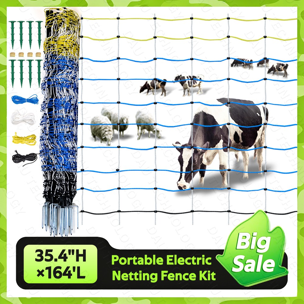 Electric Fence Nettings W/Highly Visible, 35.4″ H x 164′ L for Farms Ranches use