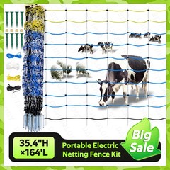 Electric Fence Nettings W/Highly Visible, 35.4″ H x 164′ L for Farms Ranches use