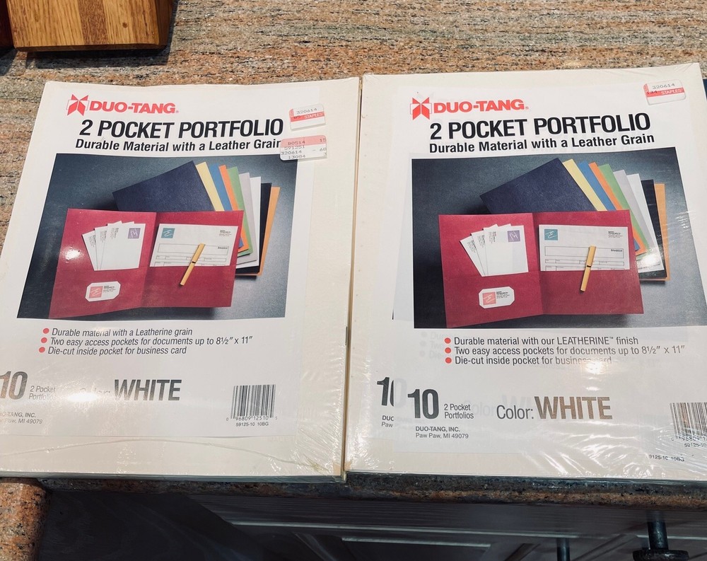 2 Duo-Tang 10 Pack 2-pocket White Portfolios 8.5 X 11 Textured Cover, Unopened