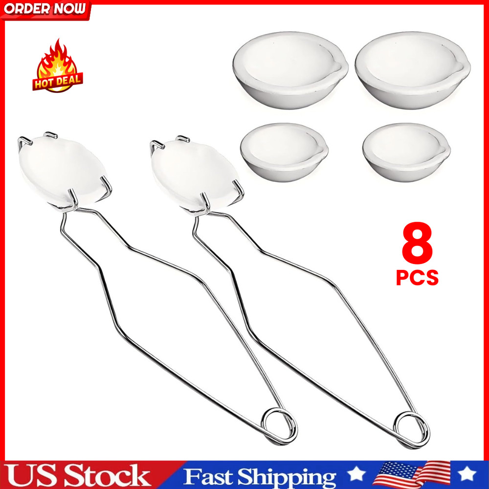 8 Crucibles For Melting Metal Kit Gold Silver Copper Ceramic Quartz With Handles