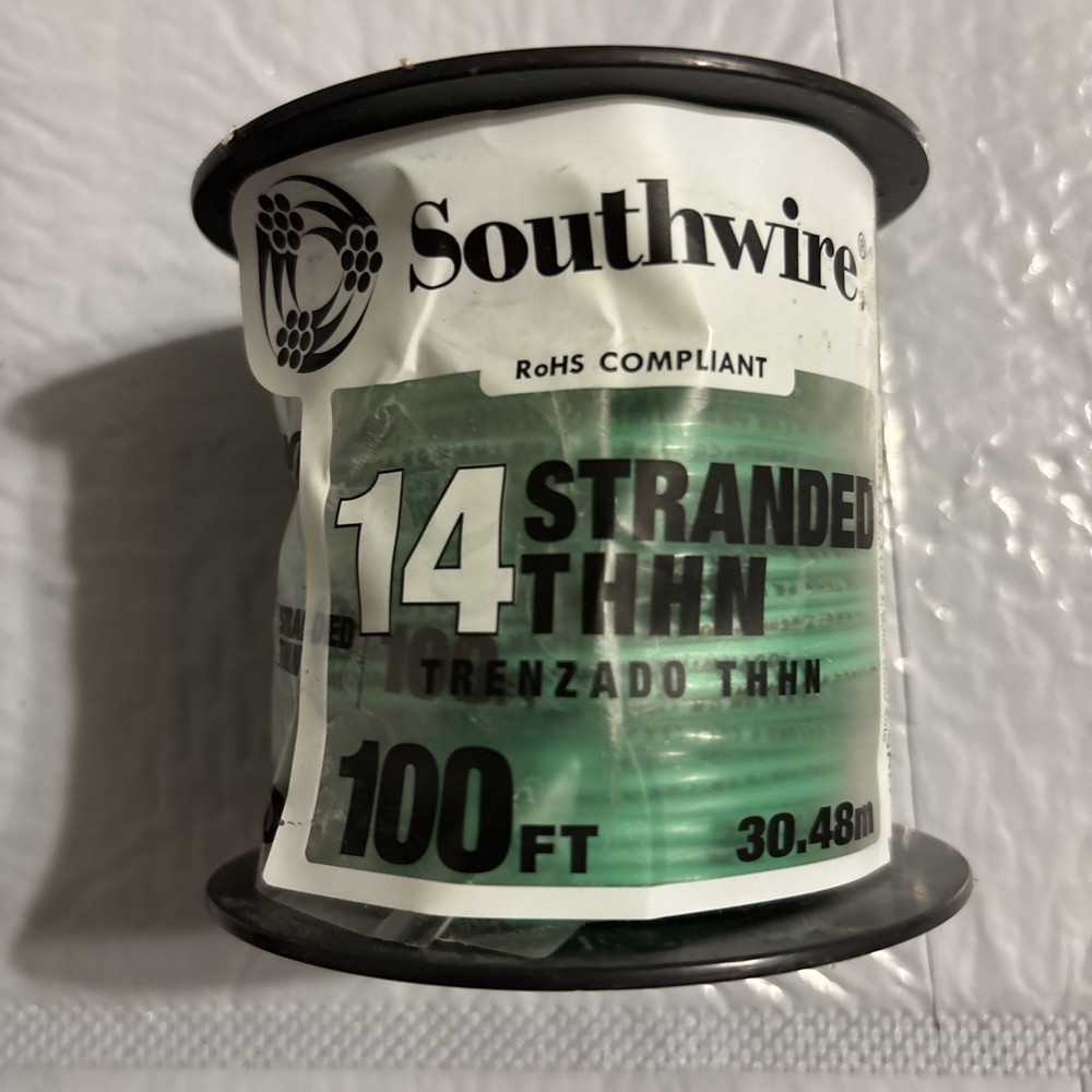 100 Feet 14 Gauge Stranded THHN Copper Wire (Green)