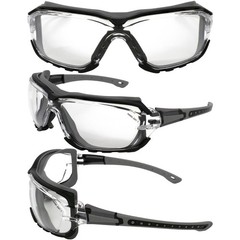 Birdz Eyewear Gasket Safety Padded Motorcycle Sunglasses Grey with Clear Lens