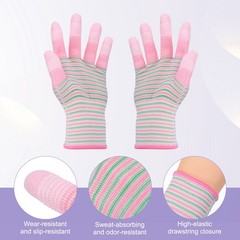12 Set ESD Anti-Static Gloves Electrostatic Protective Glove Medium Size Pink