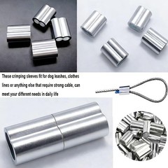 Pack of 50 Aluminum Crimping Loop Sleeve Cable Crimp for 1/4 inch Diameter Do…