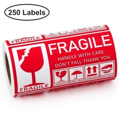 Fragile Stickers 1 Roll 250 Labels 2.76″ x 5.12″ Strong Adhesive Warning Labels