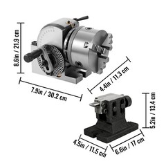 Indexing Dividing Head BS-1 6″ 3 Jaw Chuck & Tailstock for CNC Milling Machine