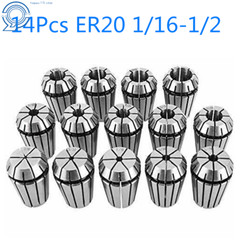 NEW 14Pcs ER20 Spring Collet Set 1/16″-1/2″ CNC Super Precision 3/8 1/4 1/8