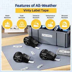 Compatible with M21-750-595-WT 3/4 inch (19.05 mm), Black on White