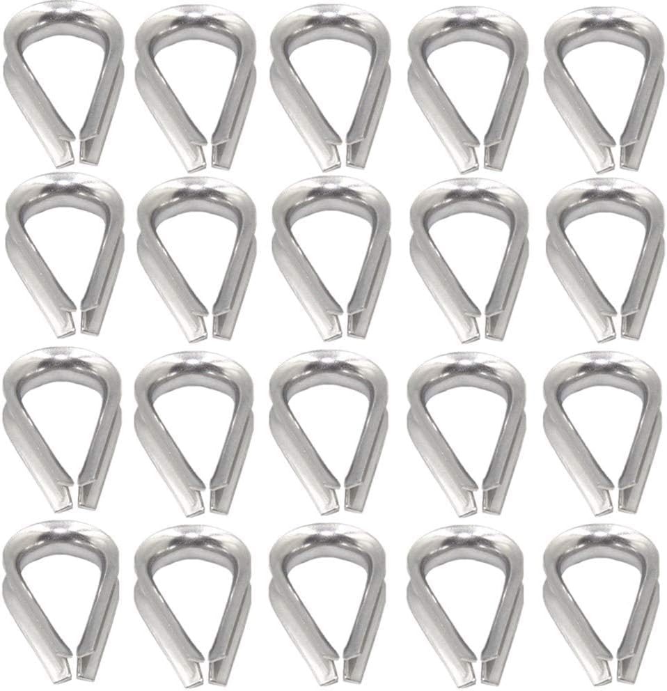 20Pcs 1/4” M6 Stainless Steel Thimble for Diameter Wire Rope Cable Thimbles Rig
