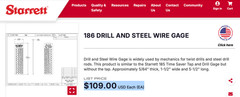 STARRETT No.186 Drill & Steel Wire Gage With “Black Matte Finish”. USA Made 🇺🇸