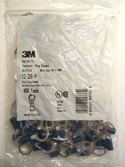 NEW 100 pack 3M 94733 Blue Vinyl Ring Terminals 16-14 AWG 3/8″ stud