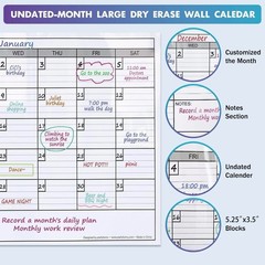 Wall-Mounted Extra Large Dry Erase Calendar: Includes Weekly & Yearly Planners