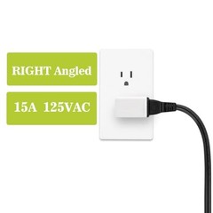 1PC NEMA 1-15P to 1-15R Polarized 2-Prong Right Angle AC Adapter White