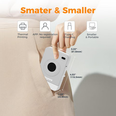 Maquina etiquetadora portatil Bluetooth cinta termica para oficina Gray White