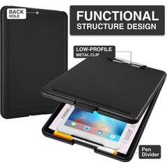 Clipboard with Storage, Plastic Storage Clipboards with Low Profile Clip,