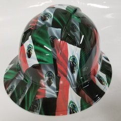 full brim hard hat custom hydro dipped IN MEXICAN FLAG ,AWESOME COLORS POPPIN
