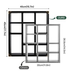 MITREL 17.7×15.7-Inch Shadow Box Shelf 9-Slot Rustic 1 PCS, 9c-classic Black