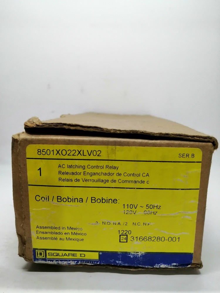 New | SQUARE D | 8501XO22XLV02 | AC LATCHING CONTROL RELAY 110VAC -50HZ 120VA