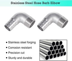 304 Stainless Steel Hose Barb 90 Degree Elbow 3/4″ Hose Barb to 3/4″ NPT Male
