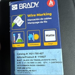 Brady Wire Marking Labels M21-750-427. 1 Cartridge