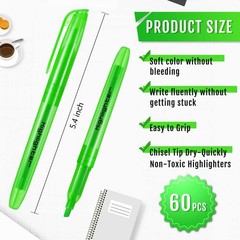 60 PCS Pastel Highlighters Bulk Chisel Tip Marker Pens Green Home Office
