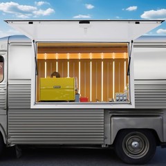 Food Truck Service Door Concession Stand Trailer Serving Window Awning White new