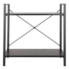 2-Shelf Durable Bookcase Steel Frame Bookrack Mini Retro Display Bookshelf Black
