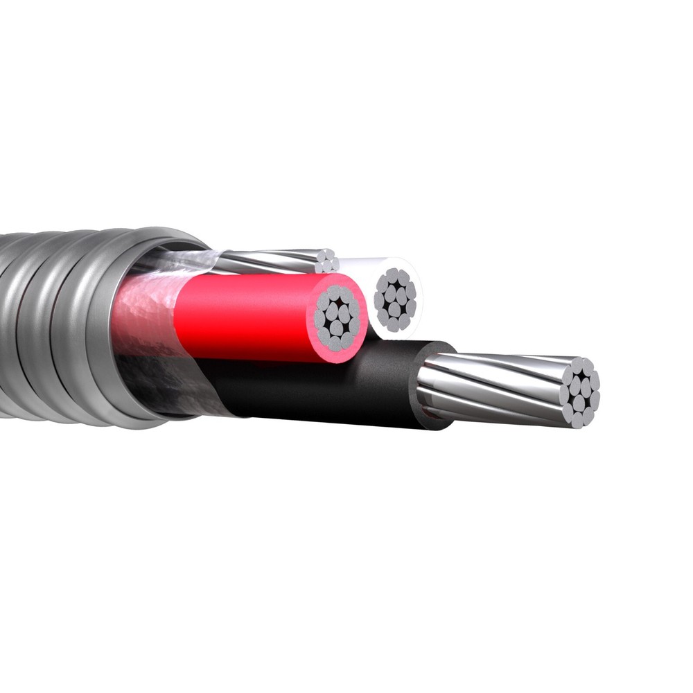 100′ 6/3 Type MC Aluminum Conductor Interlocked Armor Metal Clad Cable 600V
