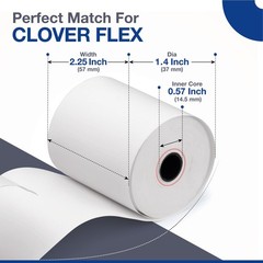 Clover Flex Paper Rolls – 10 – 2 1/4’’ x 50’- 48 GSM Flex, White