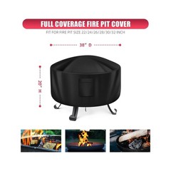 Fire Pit Cover Round – 38″ Heavy Duty Waterproof Oxford Fabric Outdoor