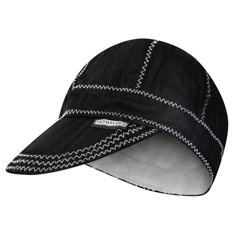 YESWELDER FR Cotton Welding Cap 8-Panel Reversible 8 oz Flame Retardant Black