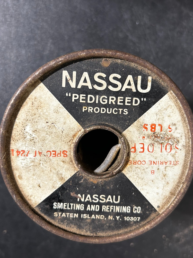 NASSAU B STEARINE CORE SOLDER 2.5 LB ROLL VINTAGE MADE IN USA