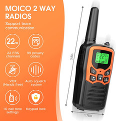 2 PACK Long Range 100 mile Walkie Talkie Two Way Radio Charge Headset Waterproof