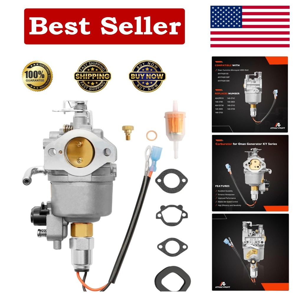 Bolt-On Carburetor Assembly for Onan 4000W Models – Easy Installation Gaskets