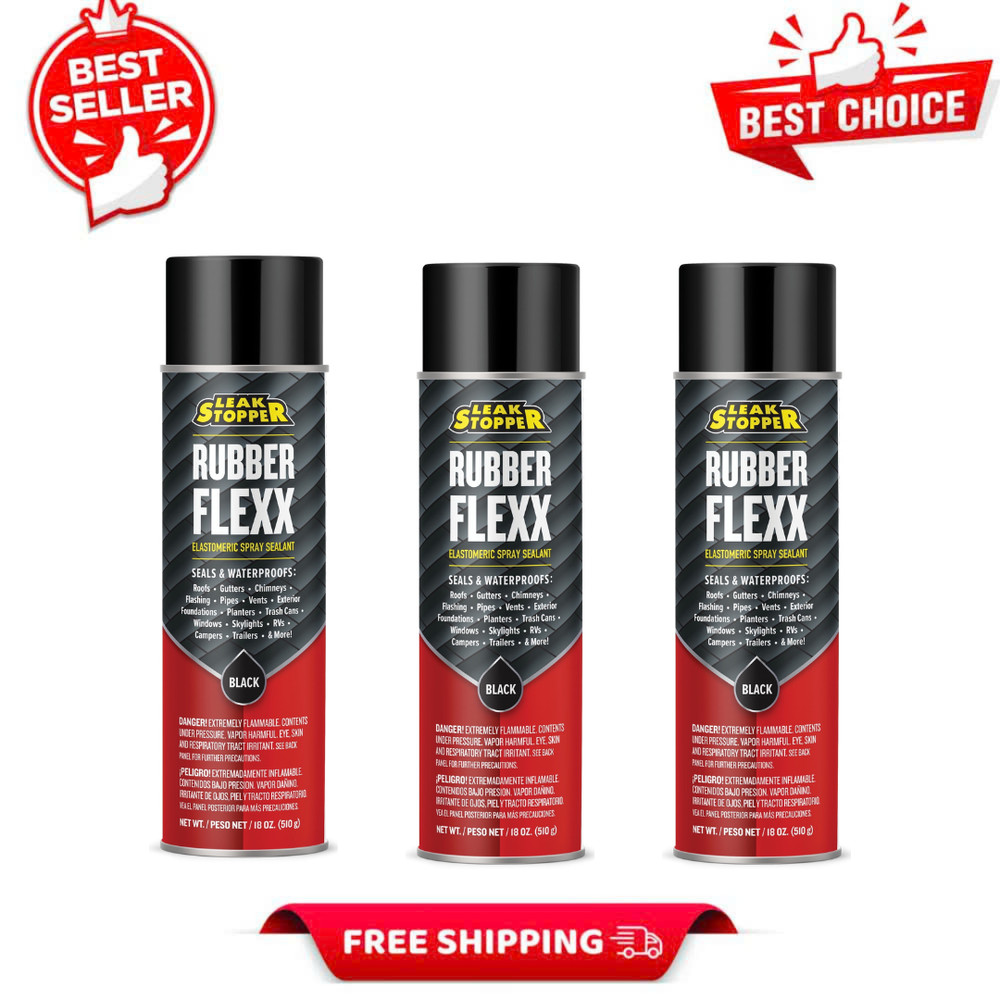 2 PK Black Jack Leak Stopper Rubber Flexx Waterproof Sealant Spray Black, 18 oz