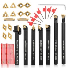 Indexable Lathe Turning Tool 21Pcs Kit 3/8” 10mm Shank 7Pcs Metal Lathe Tool…