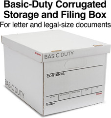 Corrugated File Box Lift off Lid, Letter/Legal Size, White/Black, 10/Pack
