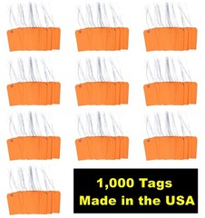 1000 pcs of 4 3/4″ x 2 3/8″ Size 5 Orange Cardstock Hang Tag Tags with Wire 13Pt