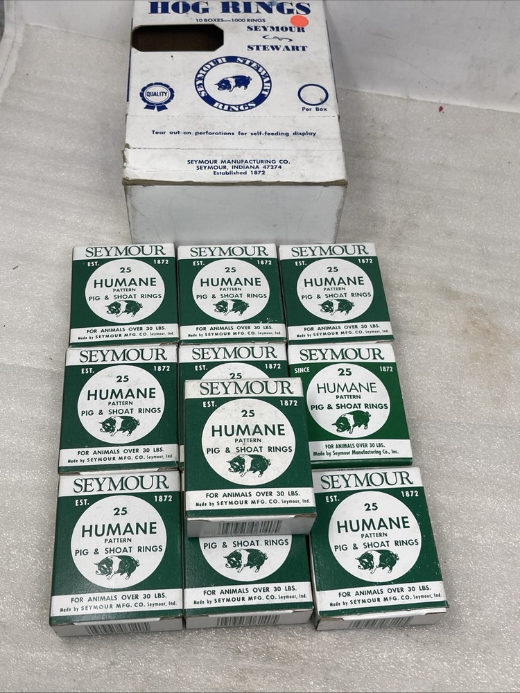 (250) Seymour Humane Pattern RN-X1 Copper Coated Hog Pig Rings, 10 Boxes Of 25