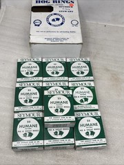 (250) Seymour Humane Pattern RN-X1 Copper Coated Hog Pig Rings, 10 Boxes Of 25