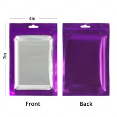 4x7in Purple Matte Foil Mylar Flat Zip Lock Pouch Bag w/ Window & Desiccant P05