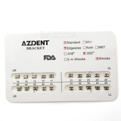 AZDENT Brackets de Ortodoncia Dental Estándar Roth MBT.022/018 con Ganchos 3/345