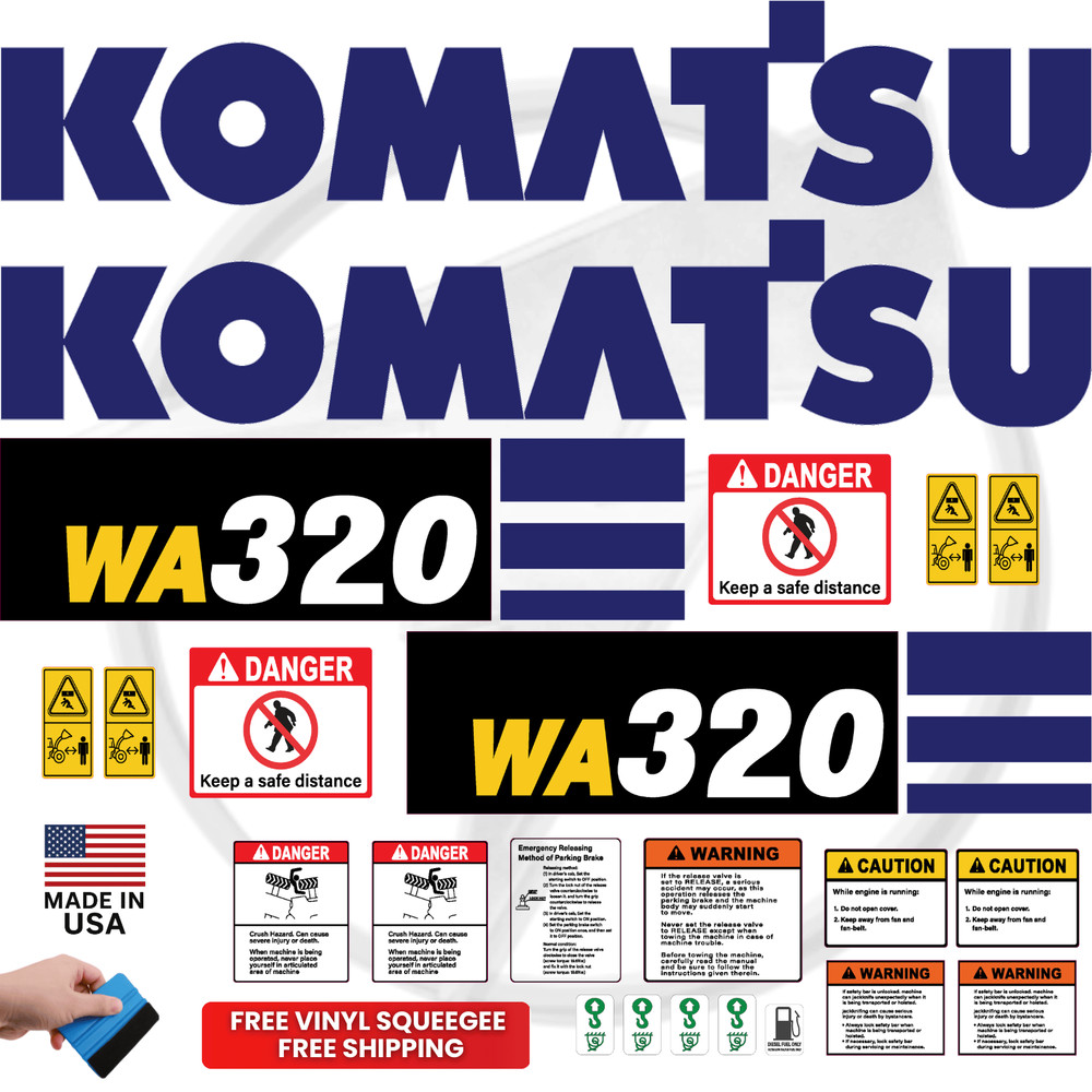 Fits Komatsu WA320-8 Decal Kit Wheel Loader Decals – 3M VINYL / FREE SHIPPING