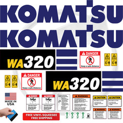 Fits Komatsu WA320-8 Decal Kit Wheel Loader Decals – 3M VINYL / FREE SHIPPING