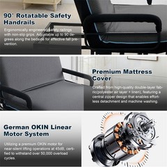 Electric Lift Bed for Seniors with OneTouch Backrest Lift & Wired Remote Control
