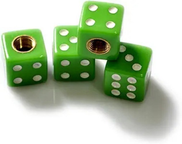 4pcs/Set Dice Tire Air Valve Stem Caps for Wheel Rims Bicycle Accessories (Green