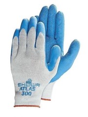 Showa ATLAS Fit 300 Latex Palm-Dipped Blue Rubber Work Gloves, 144-Pairs / Case