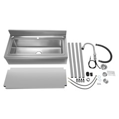 Used Commercial Sink Stainless Steel Sink Single Bowl Kitchen Sink w/ Faucet
