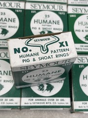 (250) Seymour Humane Pattern RN-X1 Copper Coated Hog Pig Rings, 10 Boxes Of 25